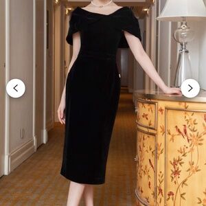 Midi Velvet Dress - Bodycon Off the Shoulder Midi Dress